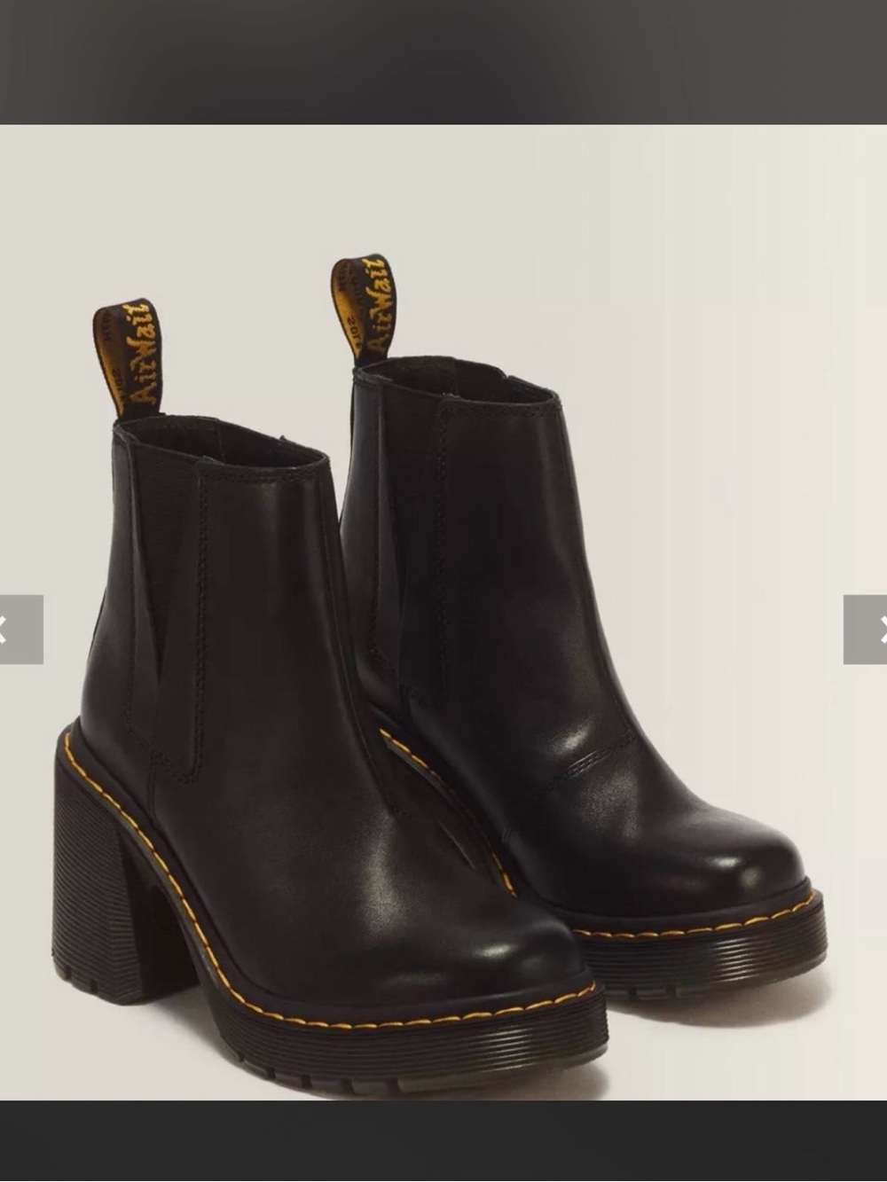 Doc Martens Black Leather Platform Chelsea SPENCE Block Heel Boots